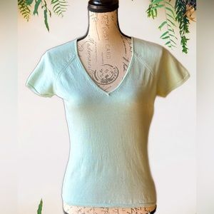 Christopher Fischer Cotton V-Neck Sweater (L) Mint GR - 20% Lycra (UK Designer)
